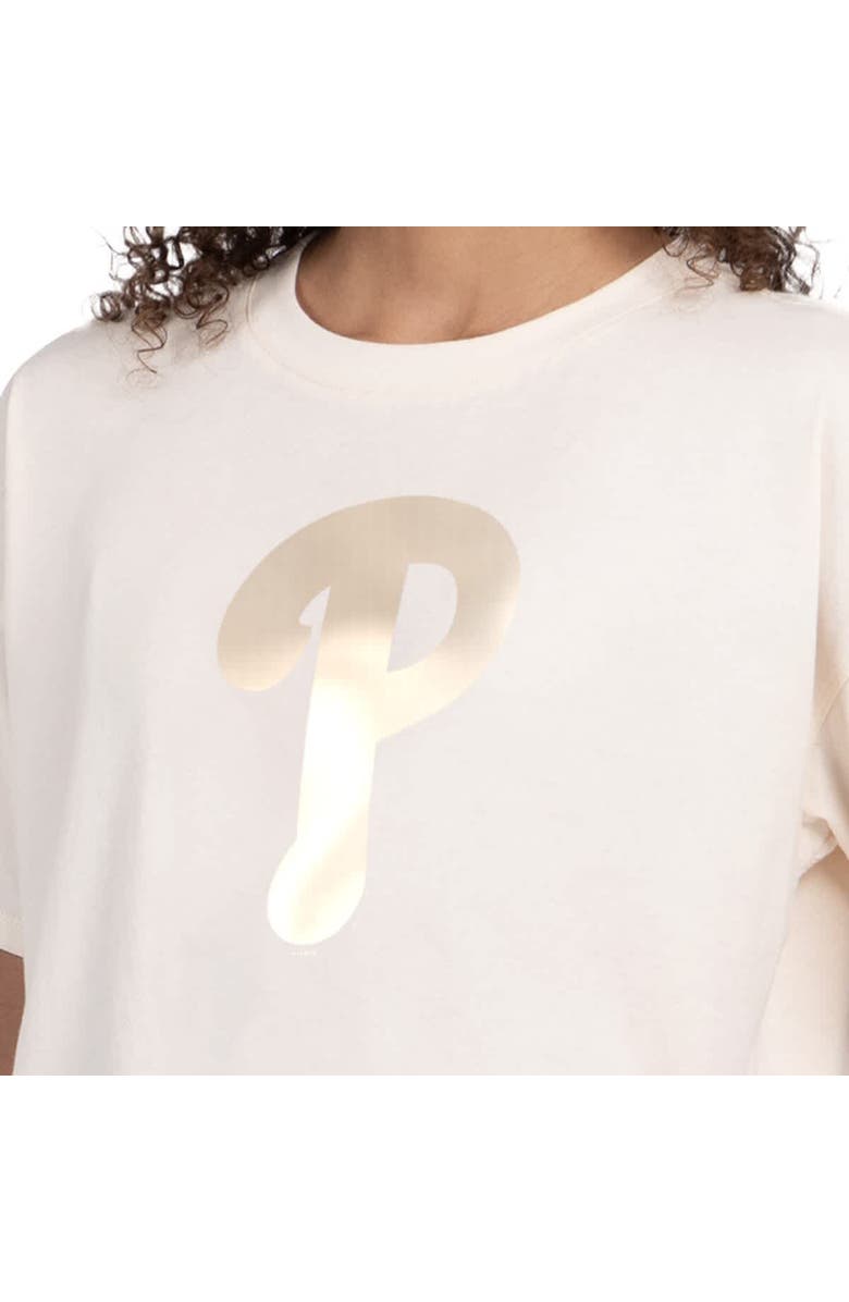 STARTER Women's Starter Cream Philadelphia Phillies Pastels Boxy Cropped T-Shirt, Alternate, color, Cream