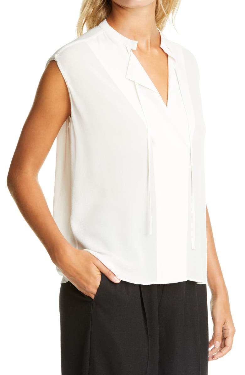 Vince Tie Neck Sleeveless Silk Blouse, Alternate, color, 