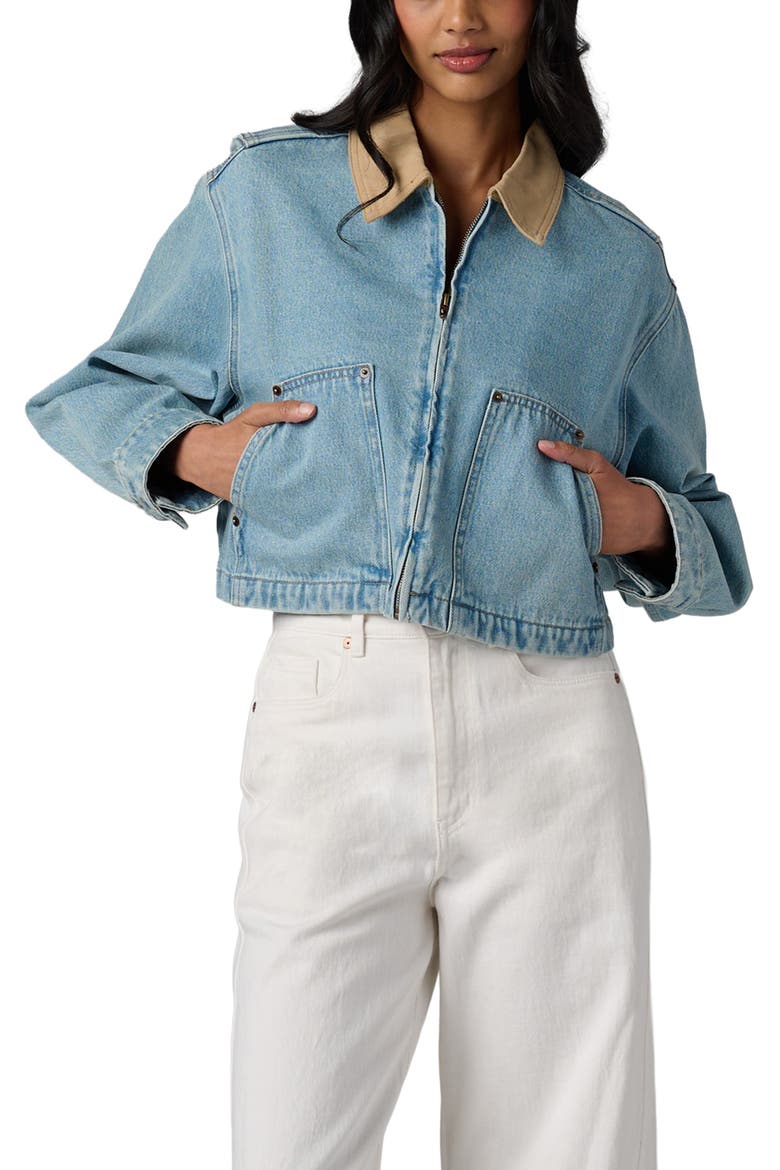 Denim Crop Chore Jacket, Alternate, color, COFFEE RUN