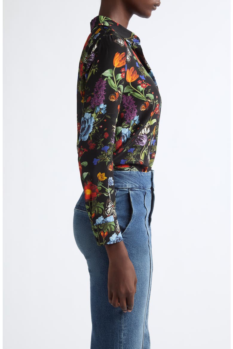 Willa Placket Silk Shirt, Alternate, color, MOONLIT MANOR SM