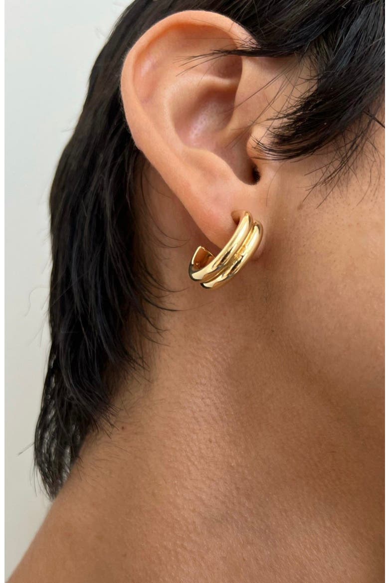 Ingrid Hoop Earrings, Alternate, color, YELLOW GOLD PLATED