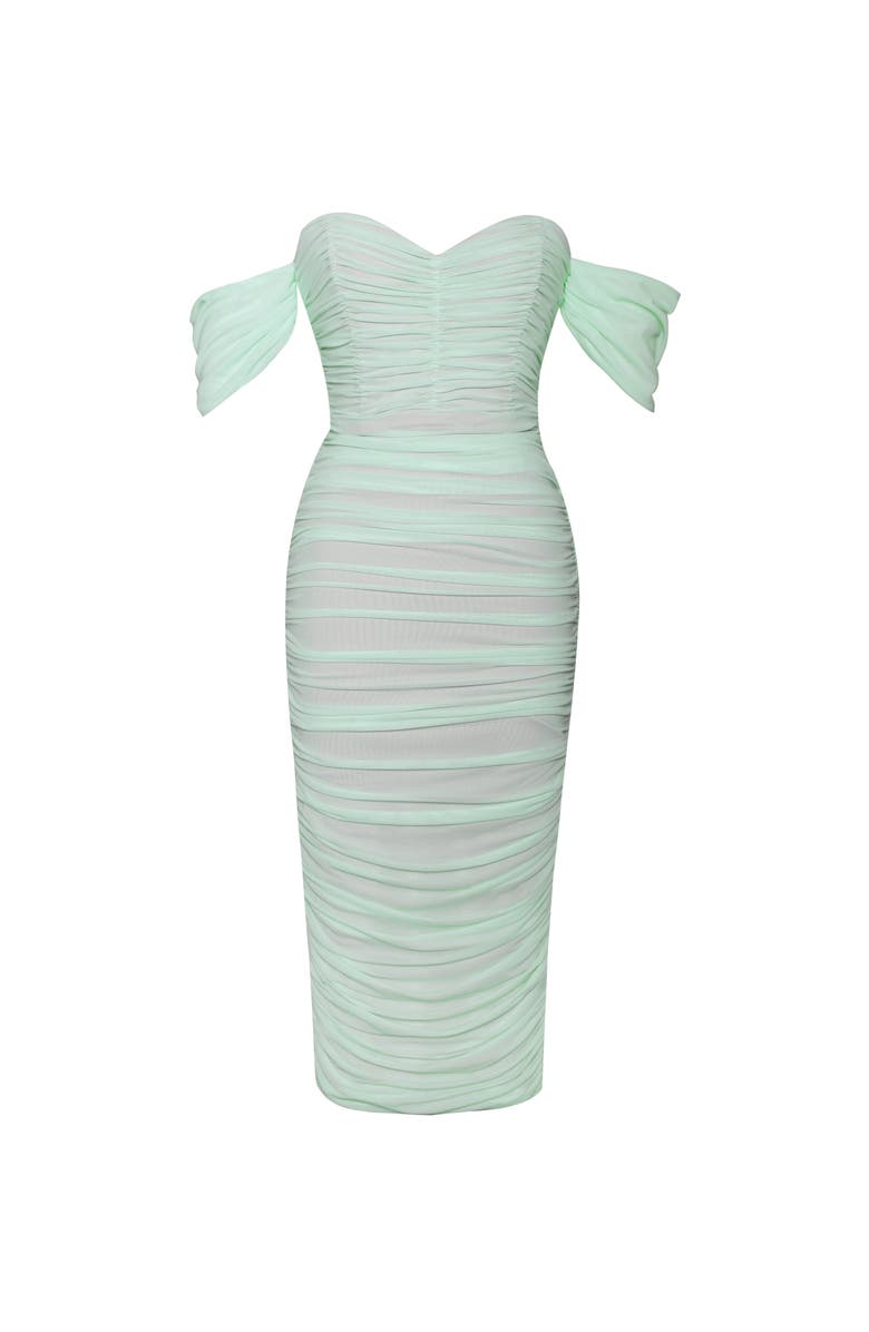 Miss Circle Queenby Off Shoulder Mesh Maxi Dress, Alternate, color, Mint Green