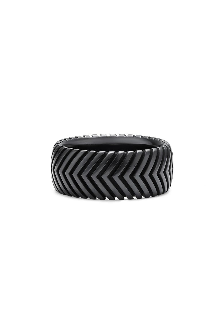 Men's Chevron Band Ring in Black Titanium, 10mm, Main, color, BLACK