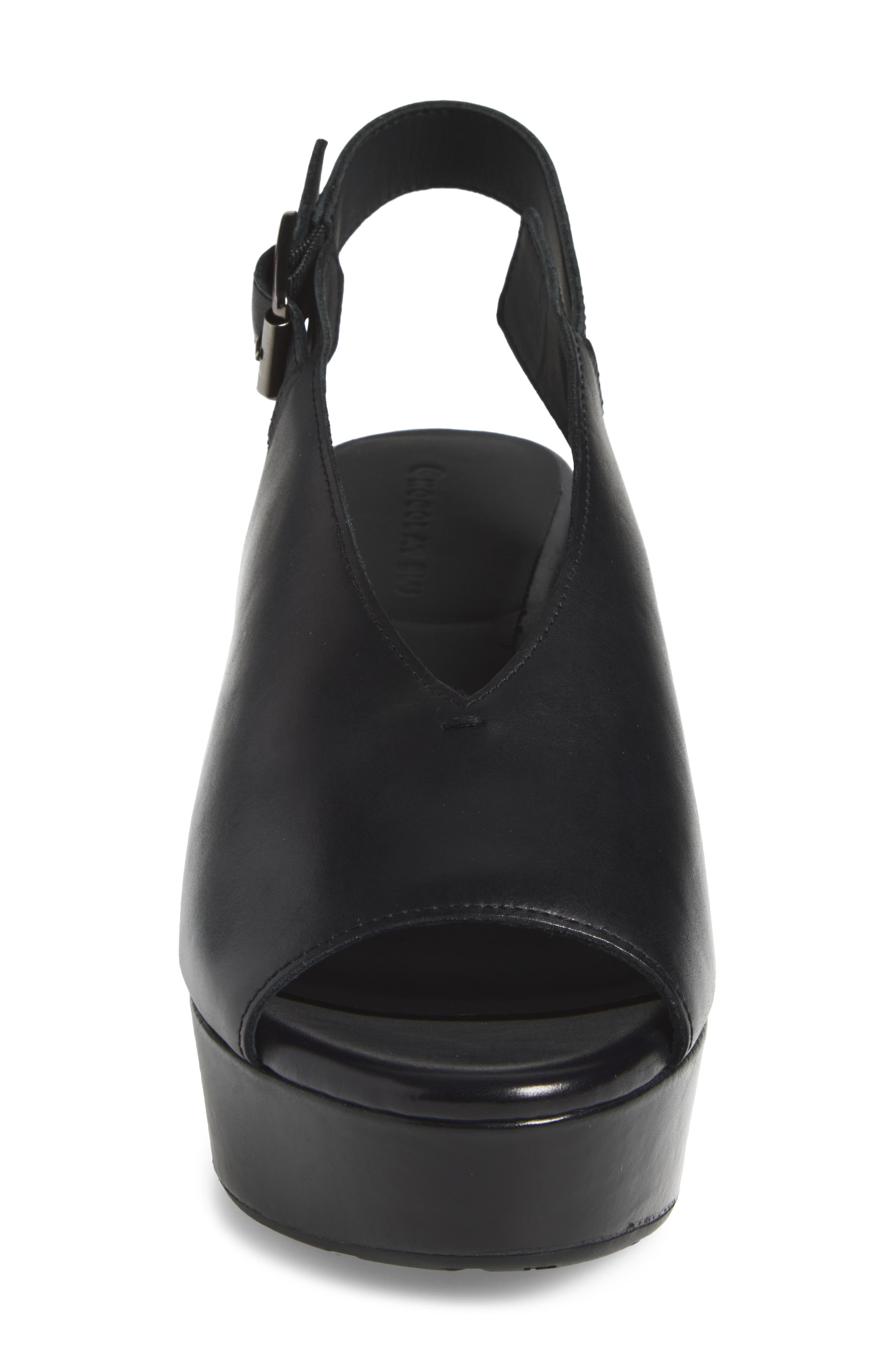 Gael Slingback Peep Toe Platform Sandal, Alternate, color, BLACK LEATHER
