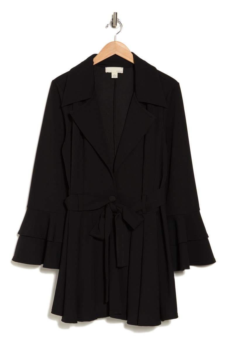 Carmen Tie Ruffle Cuff Blazer, Alternate, color, BLACK