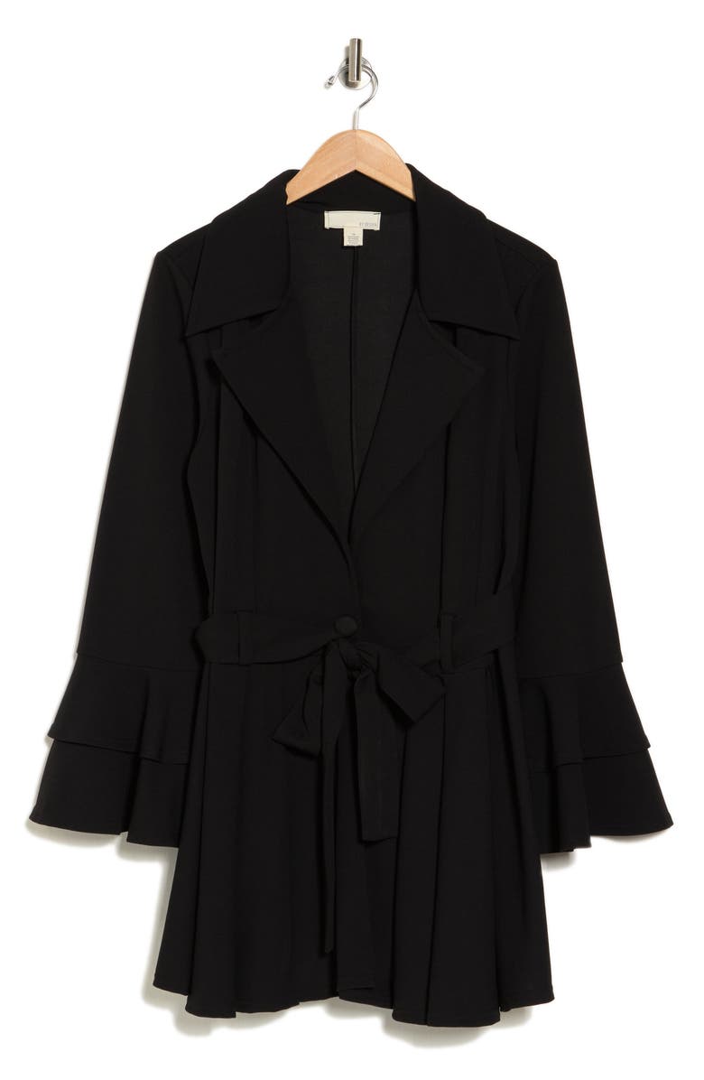 BY DESIGN Carmen Tie Ruffle Cuff Blazer, Alternate, color, Black