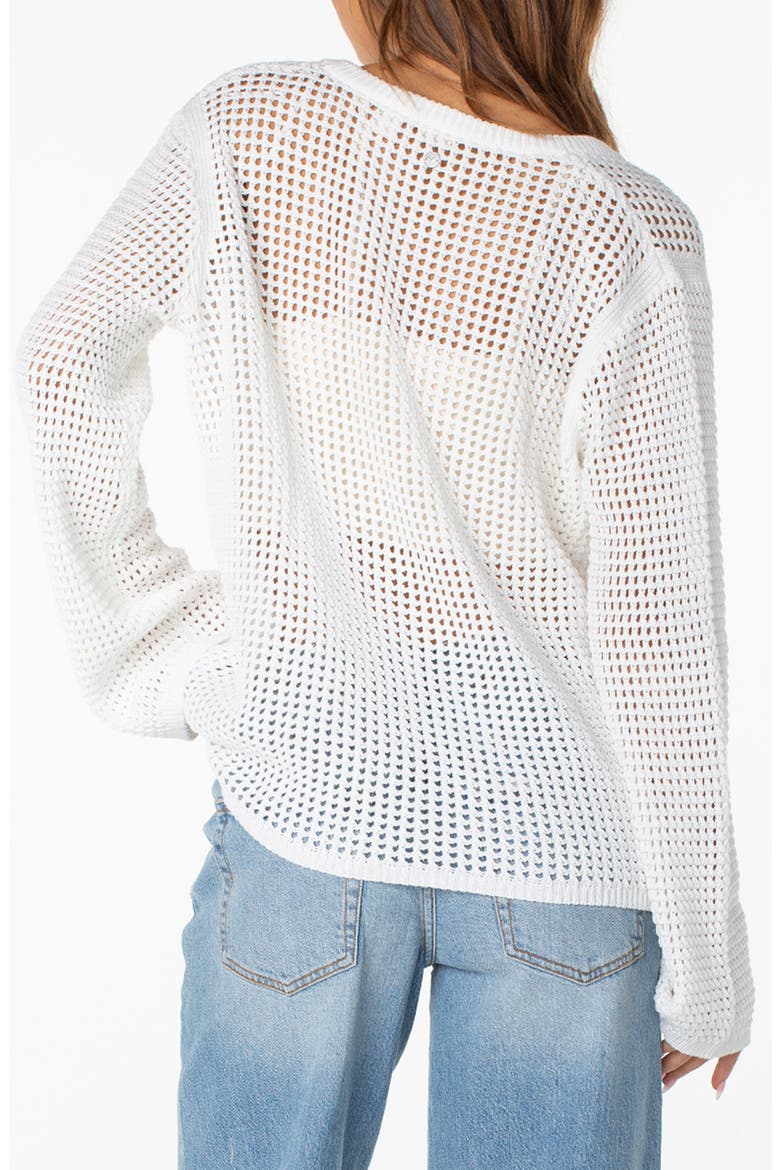 Summer Nights Open Knit V-Neck Top, Alternate, color, CLOUD DANCER
