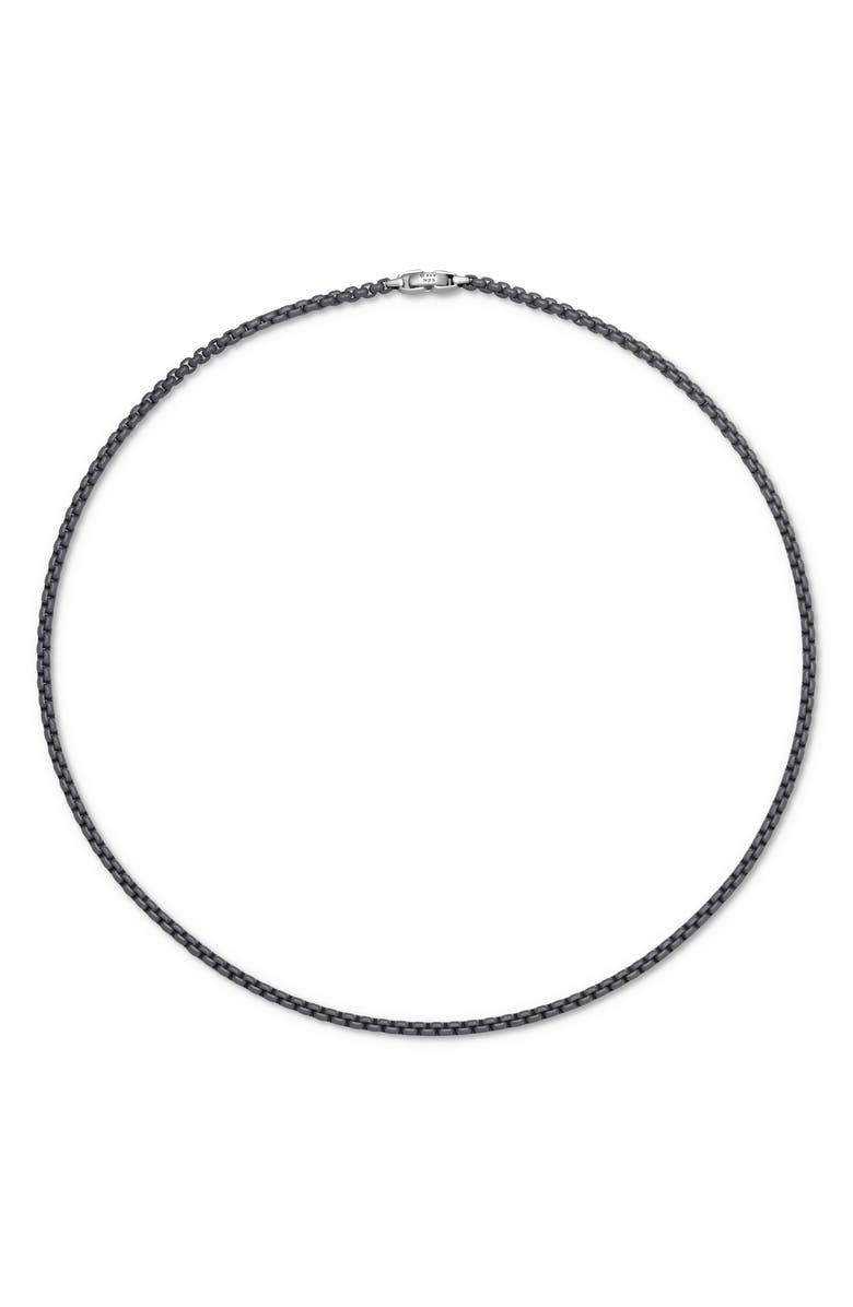 David Yurman Men's Box Chain Necklace in Sterling Silver with Grey Stainless Steel, 4mm, Alternate, color, 