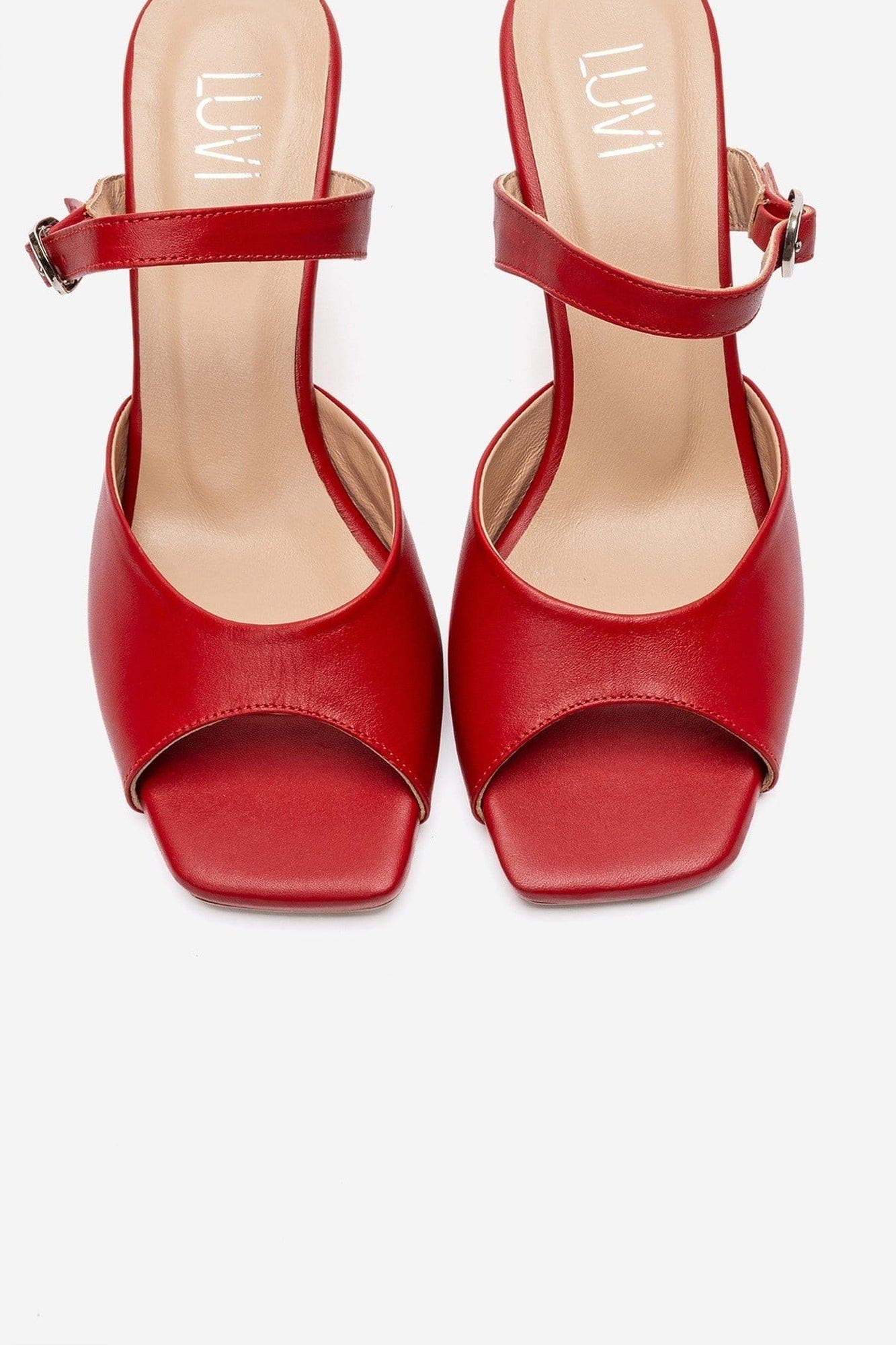 Urael Leather Stiletto Strap Sandal, Alternate, color, Red