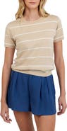 Bella Dahl Stripe Crewneck Short Sleeve Cotton & Cashmere Top