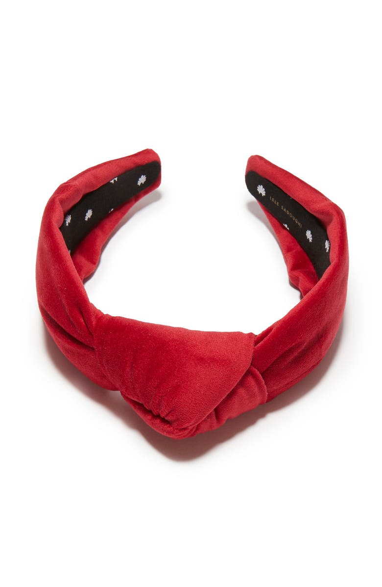 Lele Sadoughi Red Velvet Knotted Headband, Main, color, Red 600