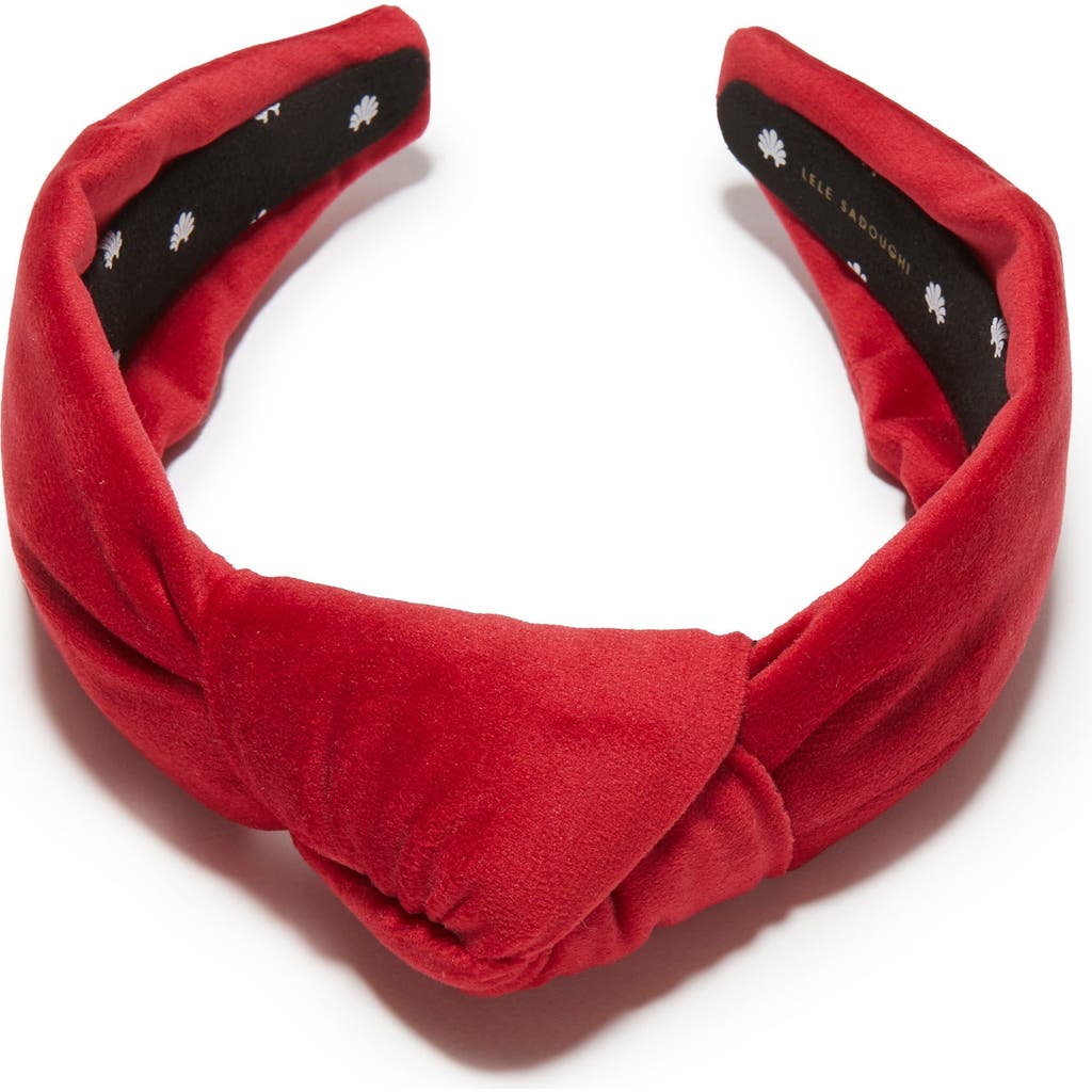 Lele Sadoughi Red Velvet Knotted Headband In Red