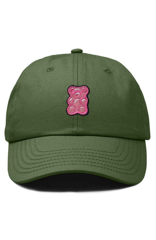 Dalix Pink Gummy Embroidered Casual Cap In Olive