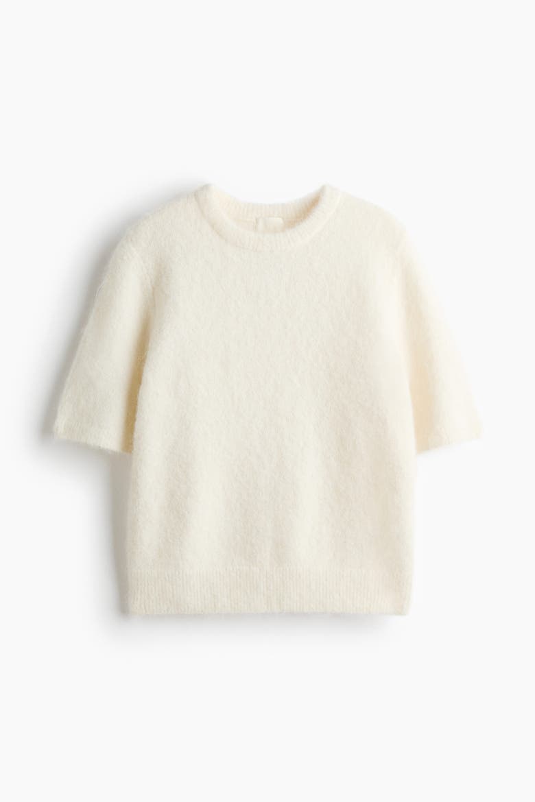 Short-Sleeved Sweater, Alternate, color, Cream