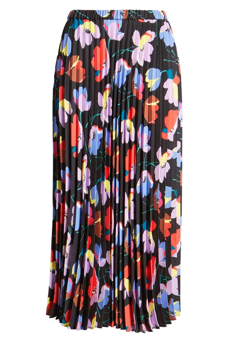 Pleated Midi Skirt, Alternate, color, BLACK MULTI RITA FLORAL