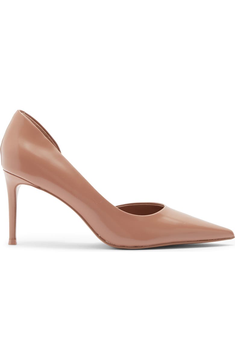Steve Madden Nula Pointed Toe Half d'Orsay Pump, Alternate, color, Mocha Leather