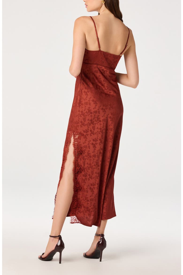 Kristian Lace Trim Floral Jacquard Midi Slipdress, Alternate, color, SPICE