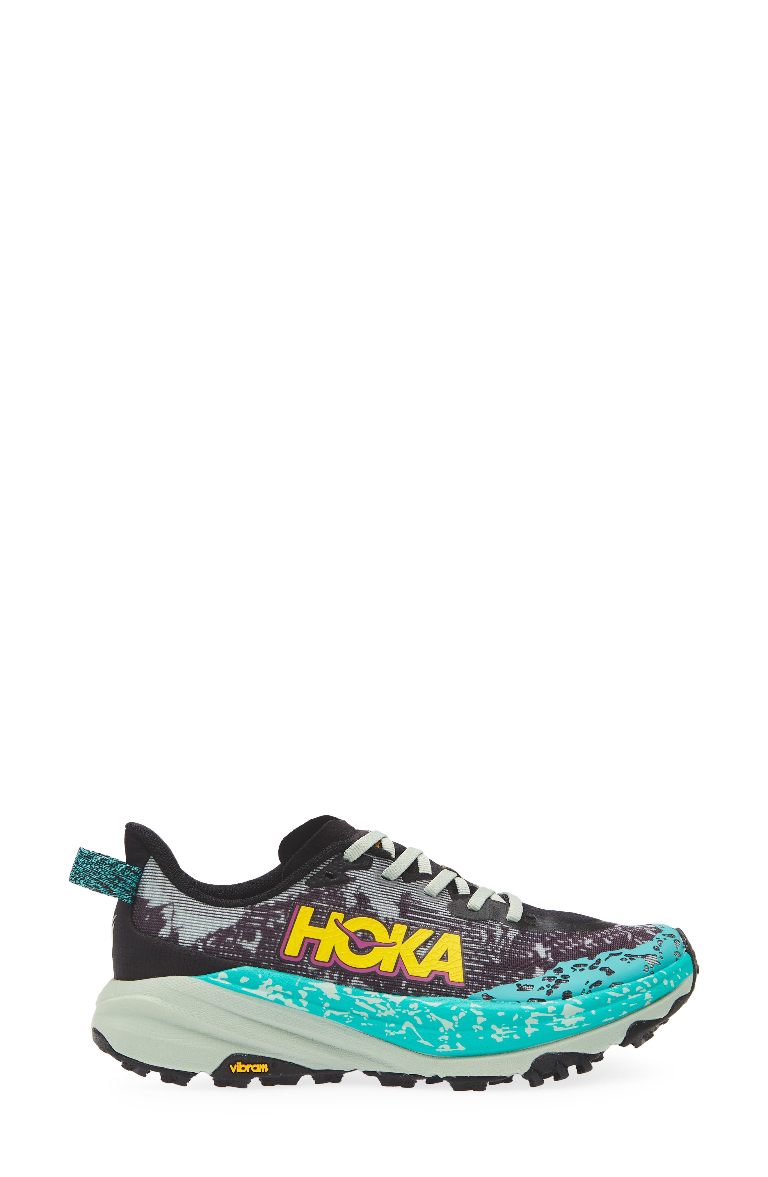HOKA Speedgoat 6 Trail Running Shoe, Alternate, color, Black / Aloe Vera