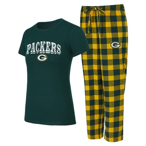 Women's Concepts Sport  Green/Gold Green Bay Packers Avondale T-Shirt & Pants Flannel PJ Set