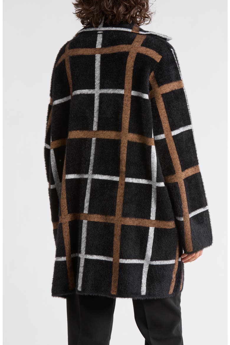 Long Sleeve Plaid Coat, Alternate, color, BLACK/ WHITE/ CAMEL