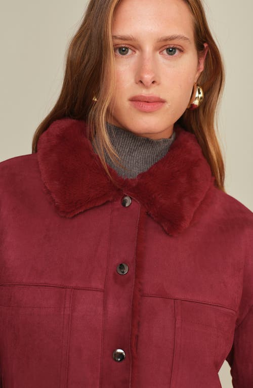 Deluc Mathew Faux Suede & Faux Shearling Jacket In Burgundy