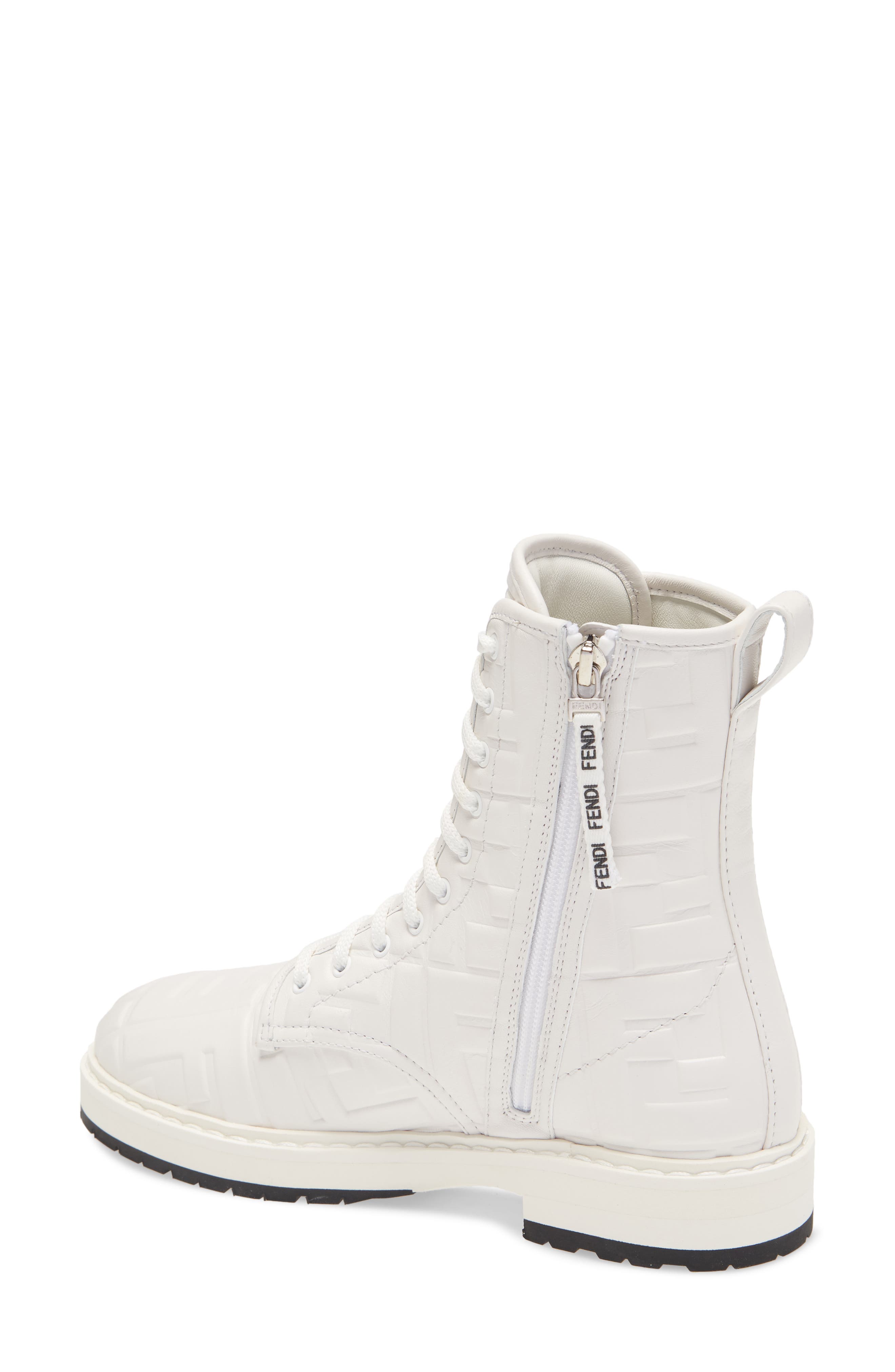 FF Embossed Logo Combat Boot, Alternate, color, WHITE