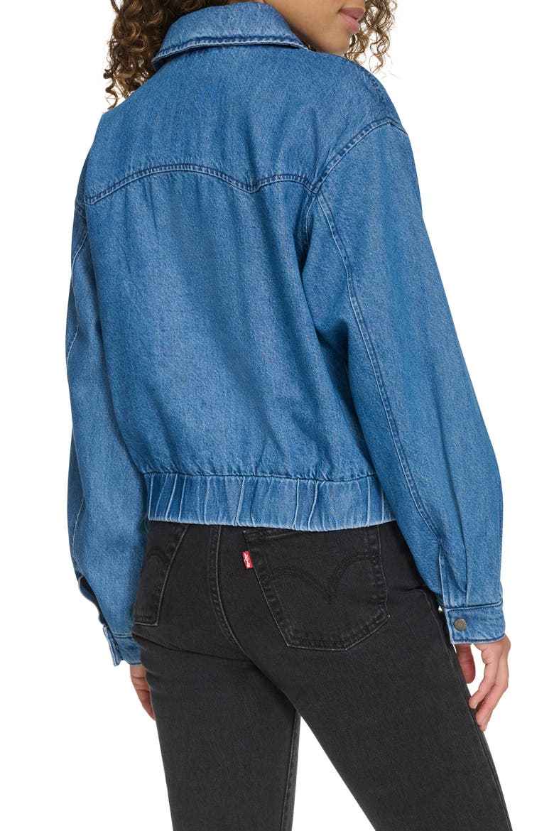 Western Denim Bomber Jacket, Alternate, color, MEDIUM WASH DENIM