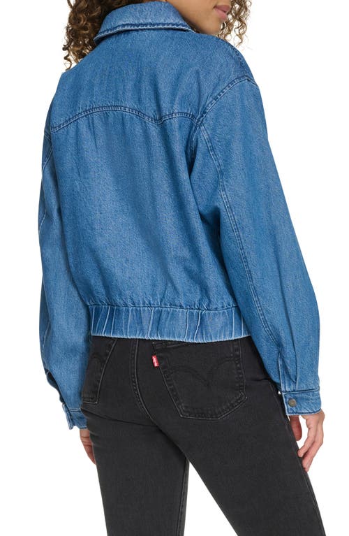 Levi's Women's Western Zip-front Denim Bomber Jacket In Medium Wash Denim