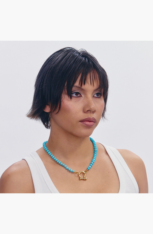 Shop Spicy Dan Stella Turquoise Gold Plated Necklace In Blue