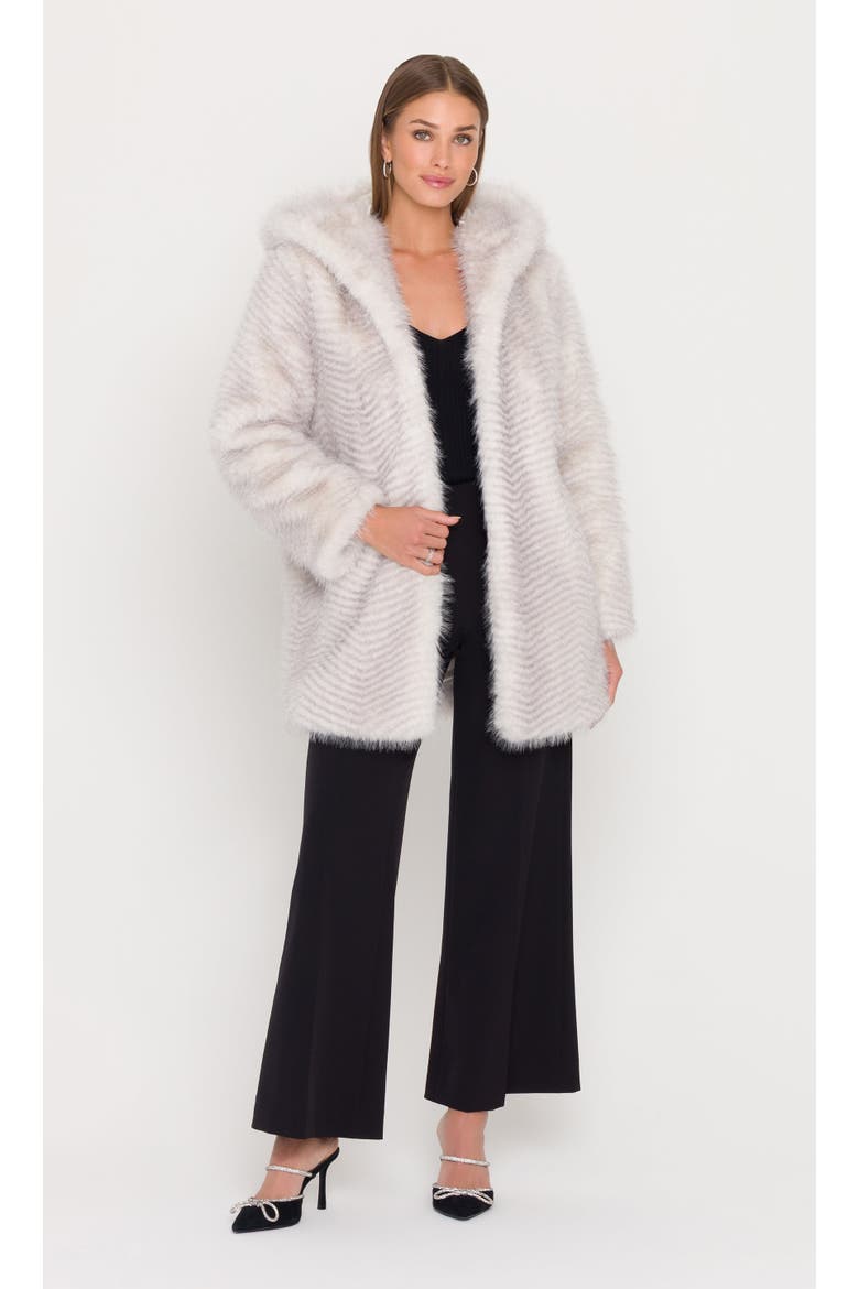 Eden Faux Fur Coat, Alternate, color, Cream W/ Grey Tip