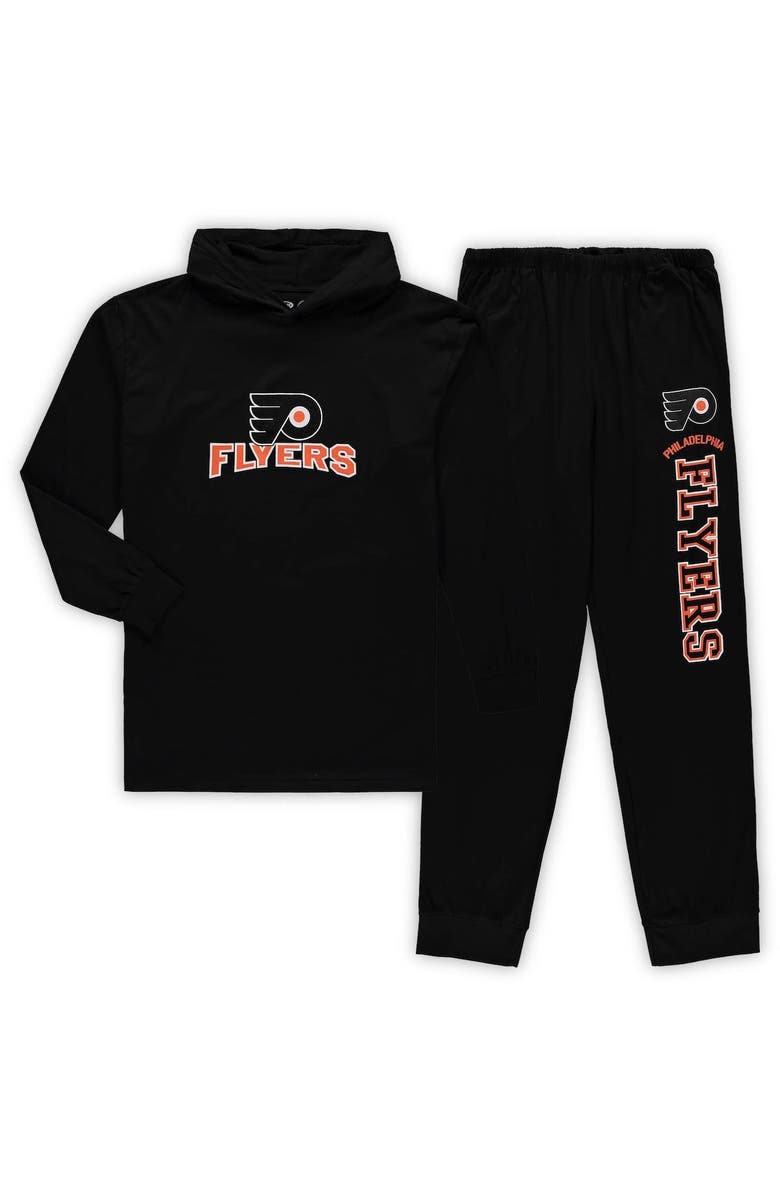 CONCEPTS SPORT Men's Concepts Sport Black Philadelphia Flyers Big & Tall Pullover Hoodie & Joggers Sleep Set, Main, color, 