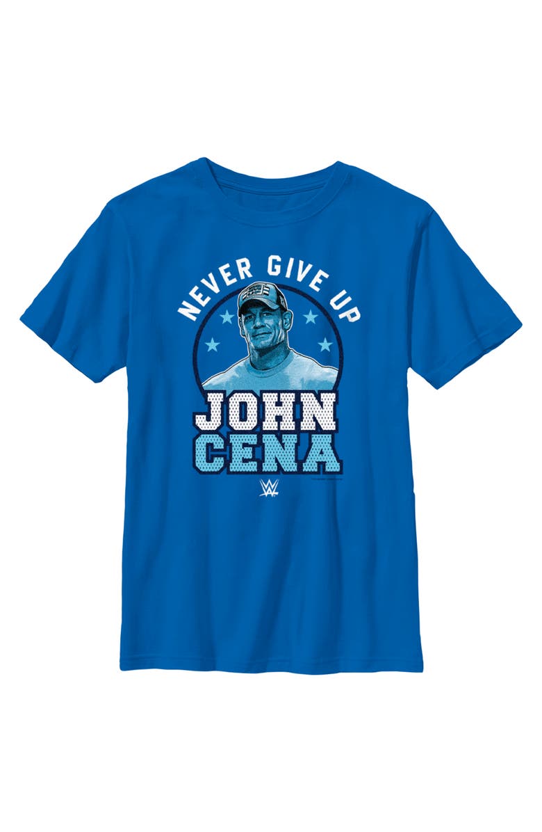 WWE Boy's WWE John Cena Never Give Up Blue Logo  Graphic T-Shirt, Main, color, Royal Blue