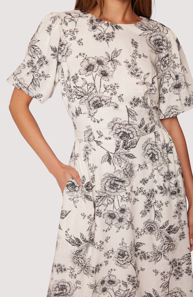 Lost + Wander Rose Haven Short Sleeve Floral Midi Dress, Alternate, color, 