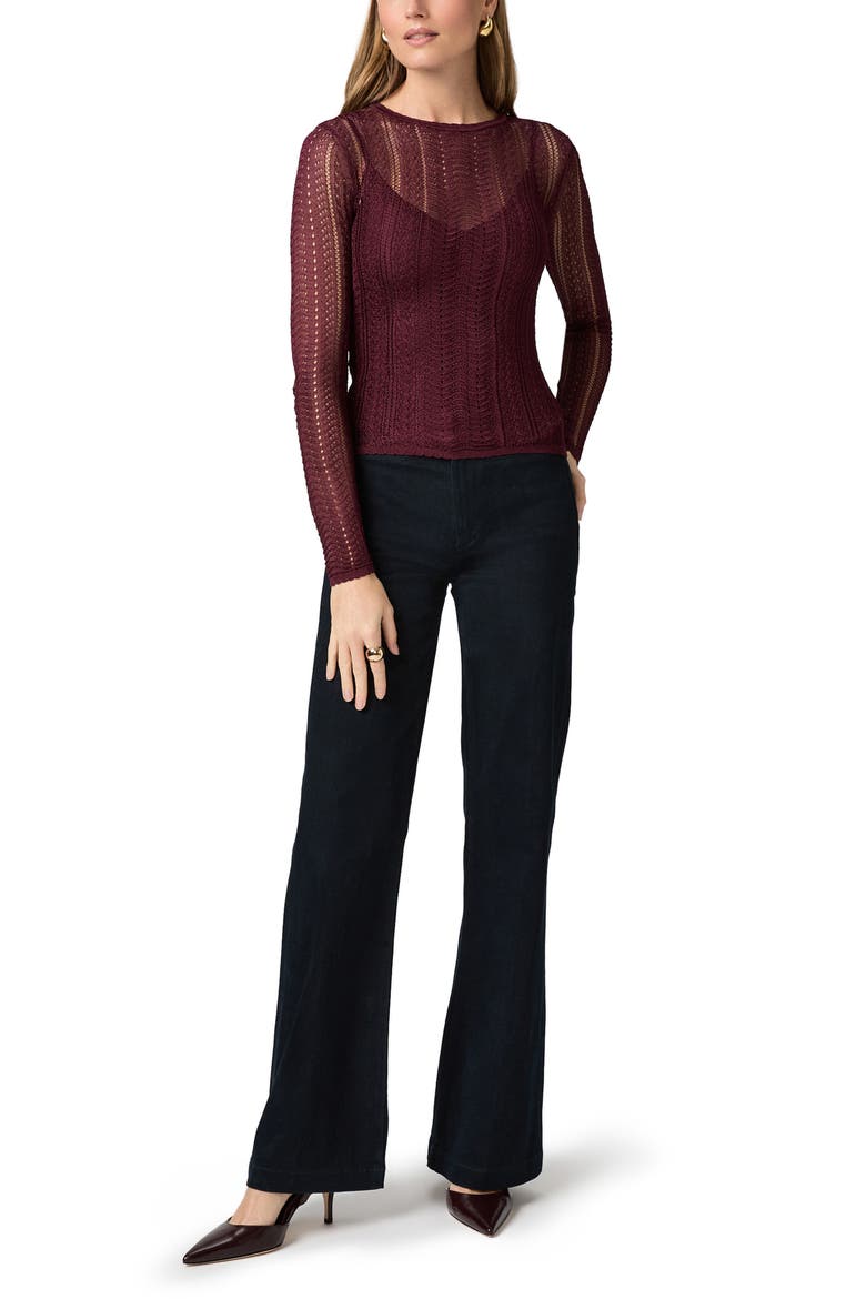 Petra Pointelle Sweater, Alternate, color, BLACK CHERRY