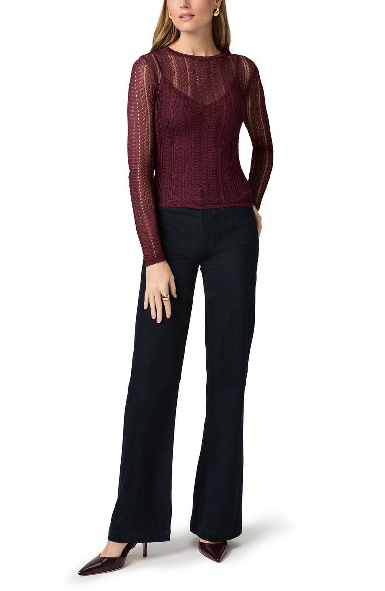 PAIGE Petra Pointelle Sweater, Alternate, color, Black Cherry