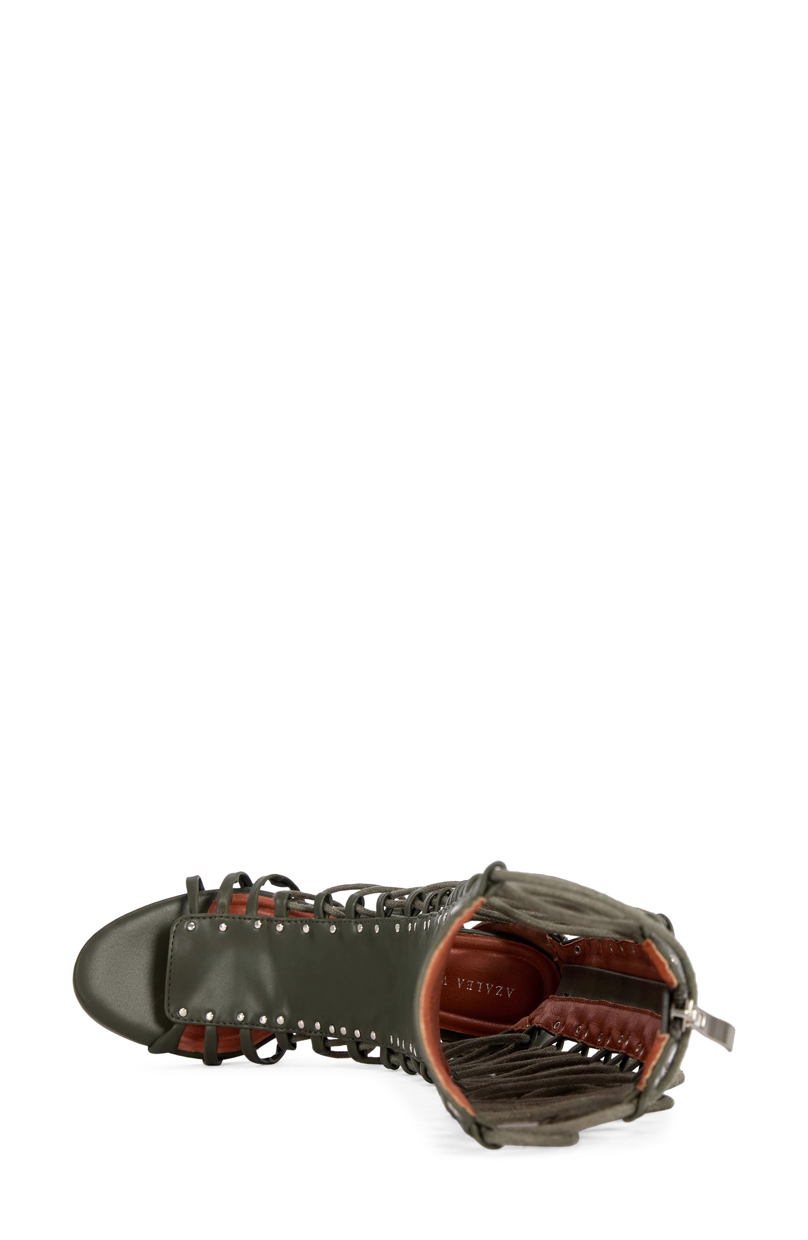 Rosalina Lace-Up Knee High Sandal, Alternate, color, OLIVE
