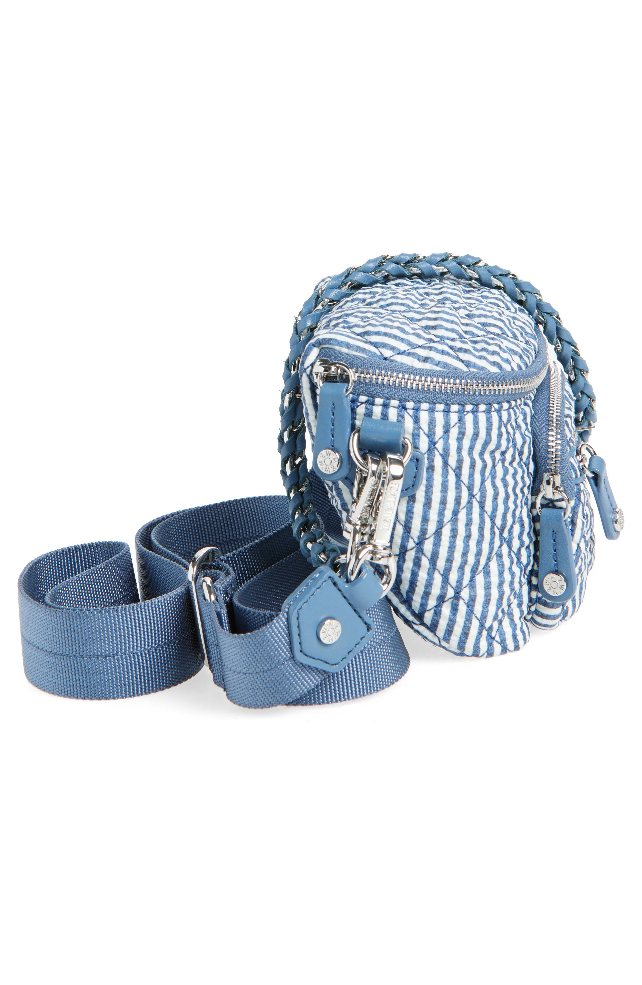 MZ Wallace Micro Crosby Quilted Seersucker Sling Bag, Alternate, color, Seersucker