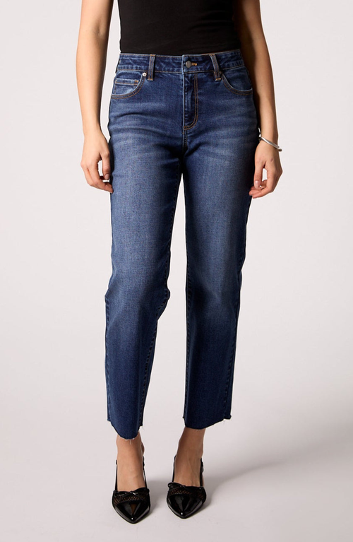 Blue Revival Quinn Mid Rise Straight Jean In Brown