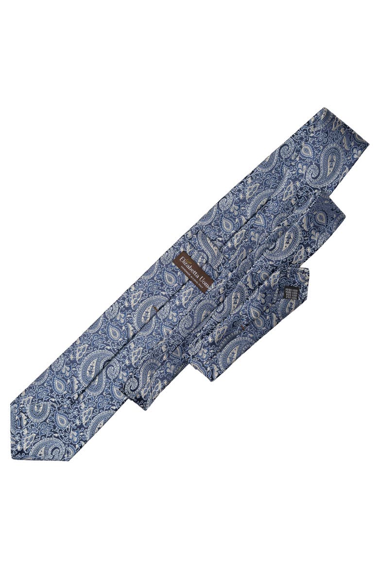 Donatello - Silk Jacquard Tie for Men, Alternate, color, Blue and Silver