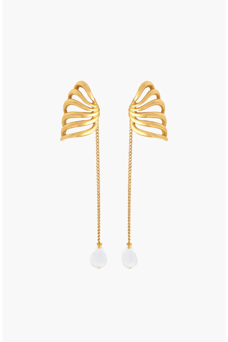 Travro Drop Stud Earring in Gold and Crystal, Main, color, Gold