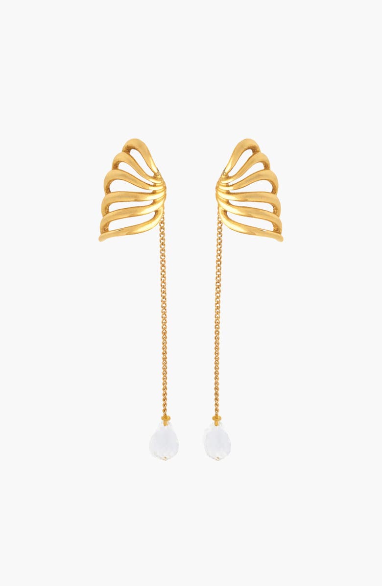 YOJ Travro Drop Stud Earring in Gold and Crystal, Main, color, Gold