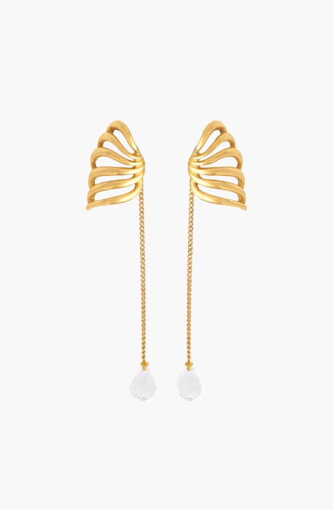 Travro Drop Stud Earring in Gold and Crystal