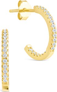 Sterling Forever Thin Cubic Zirconia Hoop Earrings