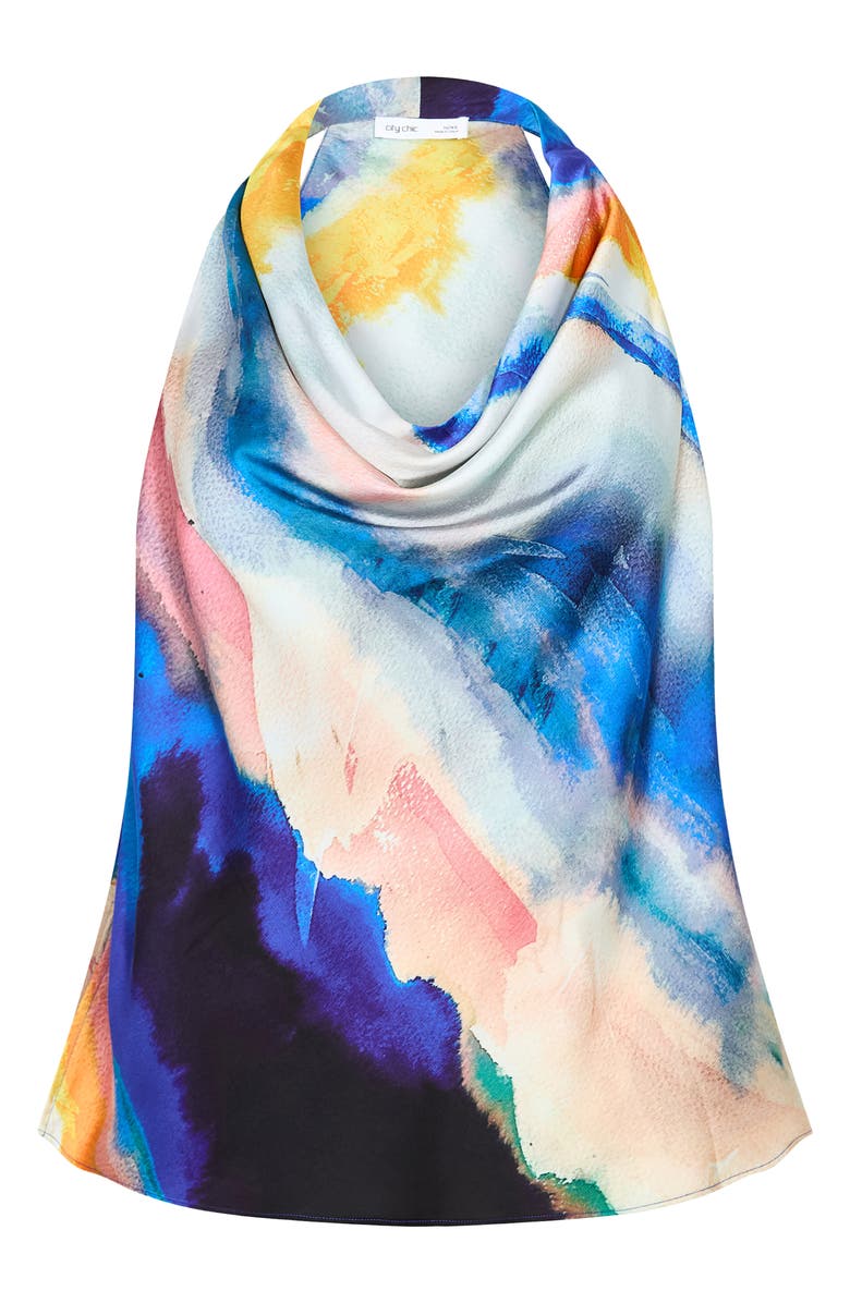 City Chic Print Cowl Neck Sleeveless Satin Top, Alternate, color,