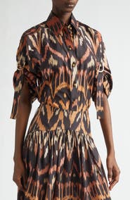 Zimmermann Aster Ikat Print Relaxed Silk Button-Up Shirt