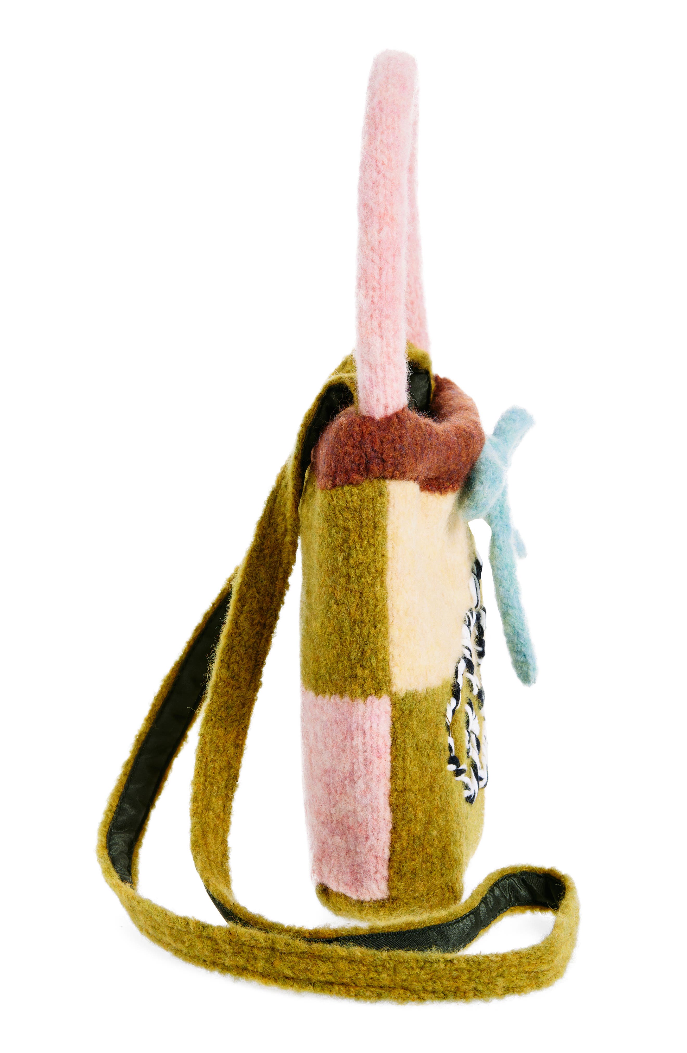 Softi Knit Pouch, Alternate, color, OLIVE/ PINK/ EGG SHELL