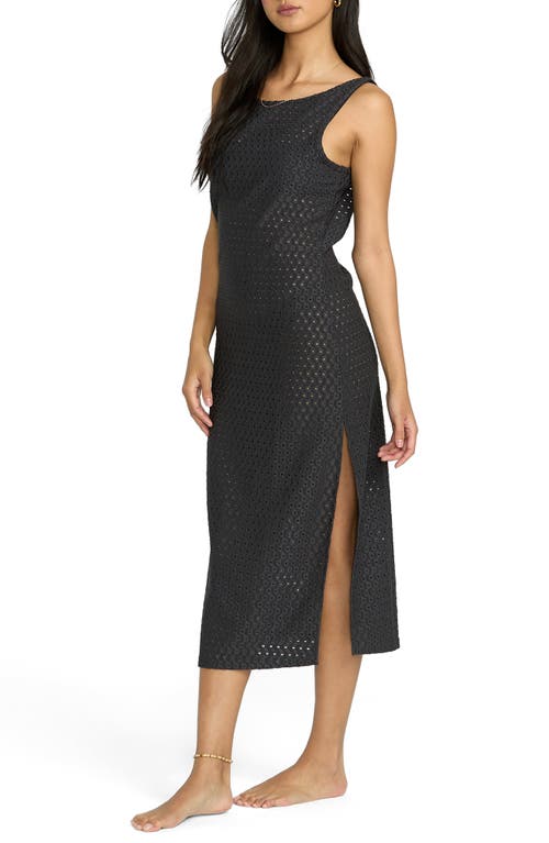 Billabong Eyelet Cover-up Midi Dress In Black