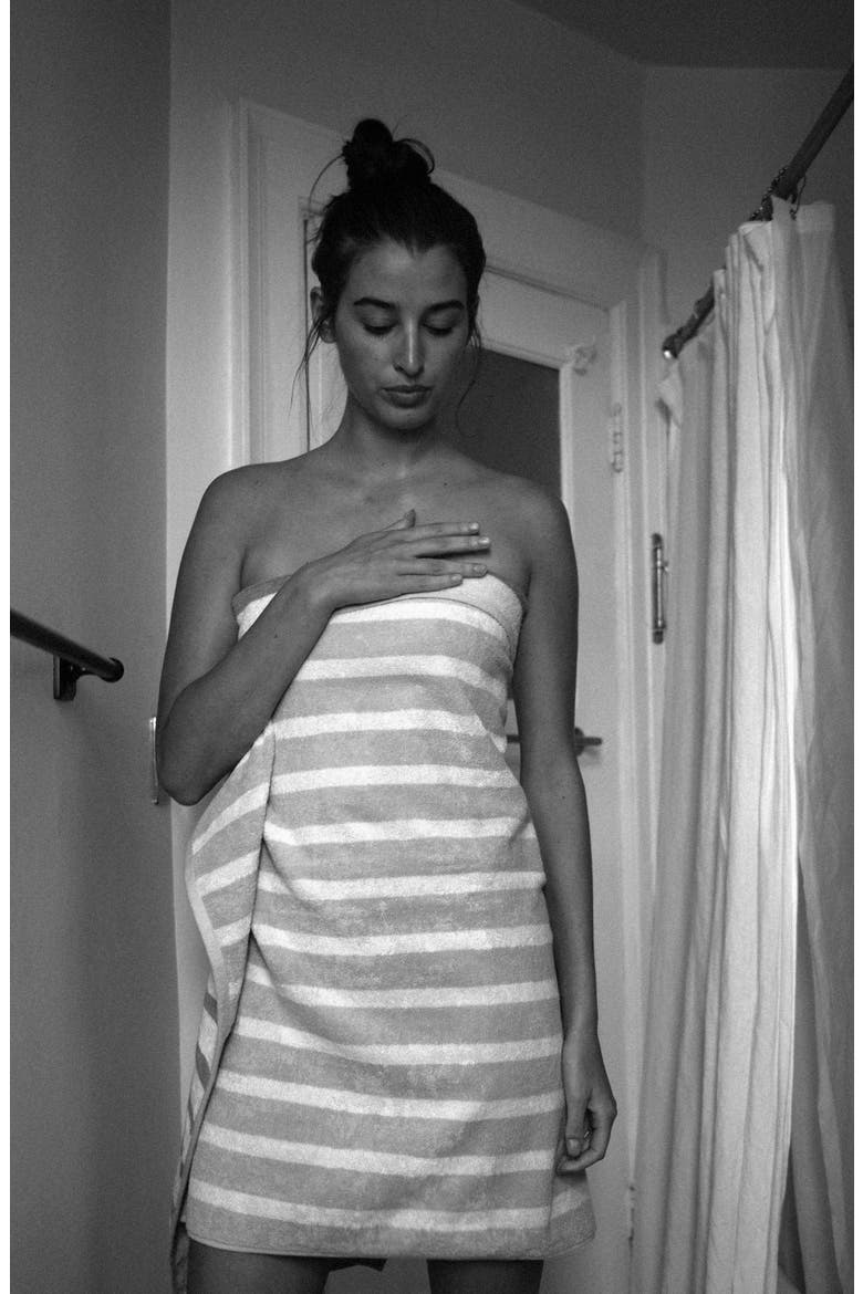 Stripe Stretch Bath Towel, Alternate, color, WORKSHOP WHITE/ PRIMER GRAY