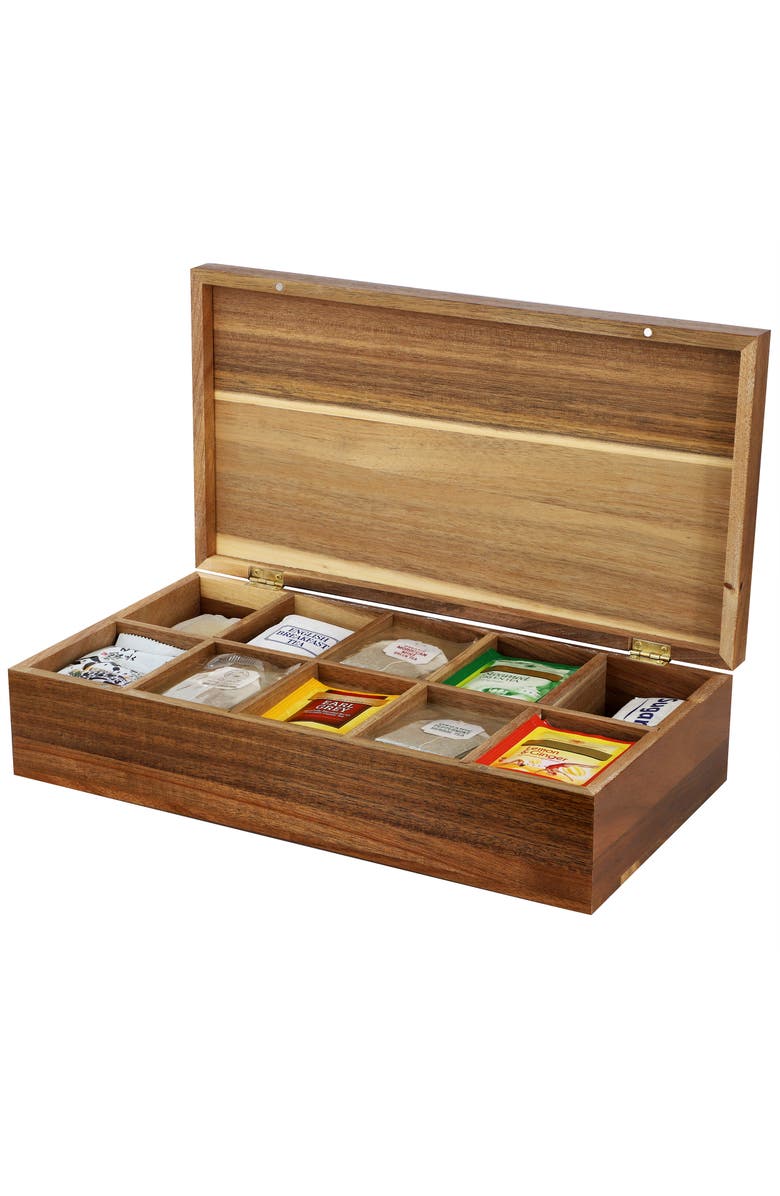 Megachef Wood Tea Box Organizer, Main, color, Acacia