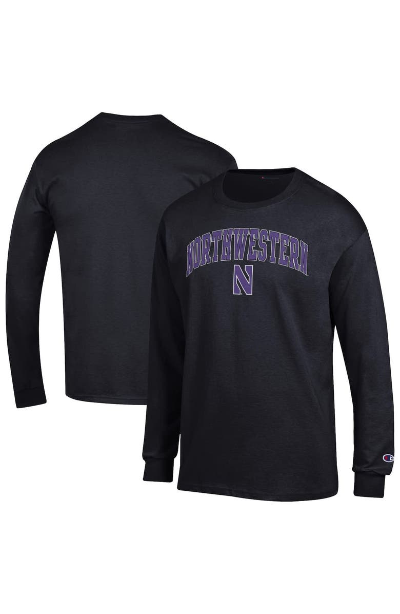 Champion Men's Champion Black Northwestern Wildcats Arch Over Logo Long Sleeve T-Shirt, Alternate, color, Black